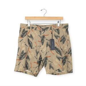 NWT Slate & Stone Men's Khaki Leaf Printed Shorts Size 36